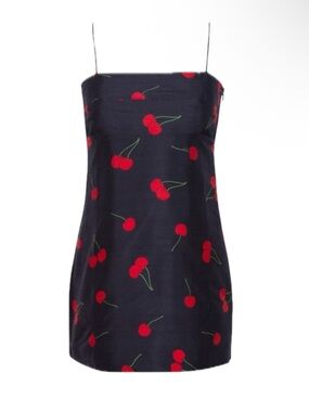 Realisation Par “The Christy” Navy Mini Dress with Red Cherry Print